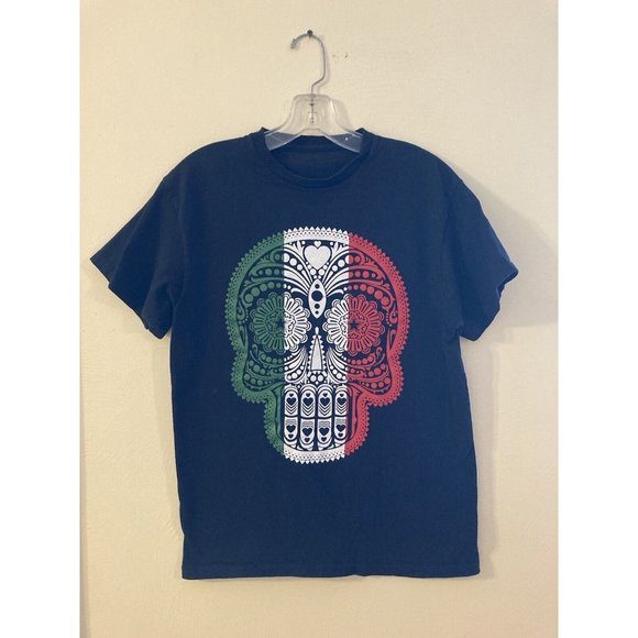 Sugar Skull- Day of the Dead T-Shirt- Unisex Medium- Black- Cotton - Picture 1 of 6